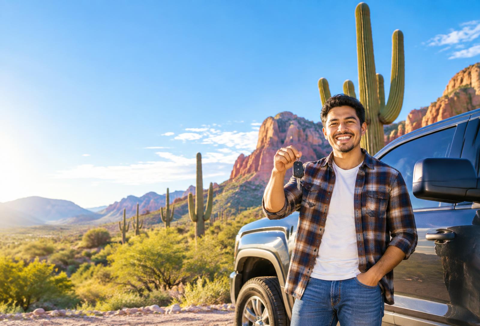 Smiling driver back on the road in Arizona